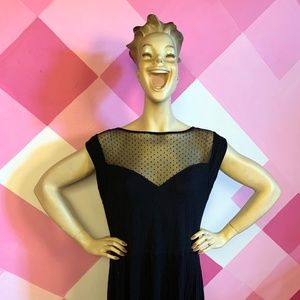 ASOS Curve Sweetheart Polka Dot Mesh Black Dress